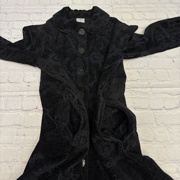 Vintage CMC Tapestry Black Floral Embroidered Coat Jacket Small Artsy C067 -14 - Picture 6 of 16